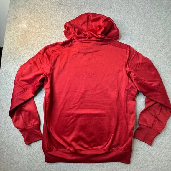 Nike Swoosh Logo Hoodie Therma Fit Crimson Red Pullover Mens‎ Medium Streetwear - Picture 2 of 9
